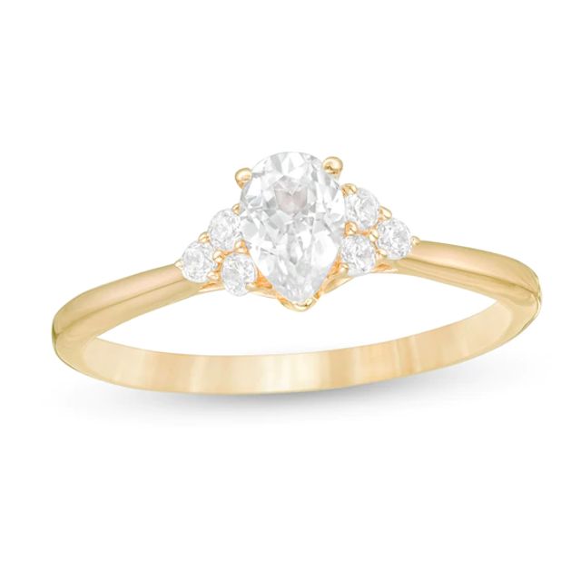 3/8 CT. T.w. Pear-Shaped Diamond Tri-Sides Engagement Ring in 10K Gold