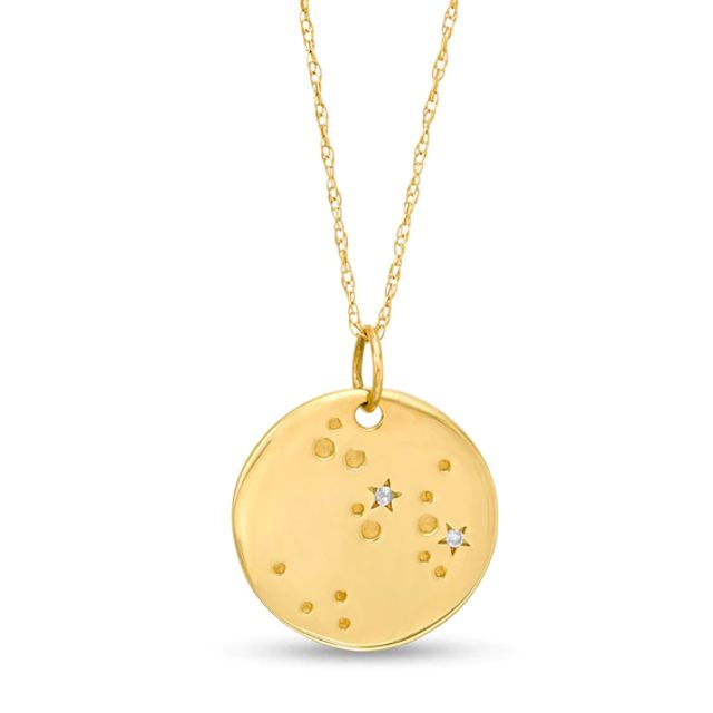 Diamond Accent Constellation Disk Pendant in 10K Gold
