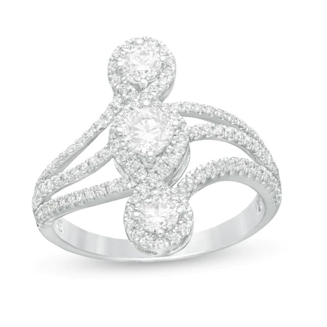 3/4 CT. T.w. Diamond Past Present FutureÂ® Multi-Row Loop Twist Engagement Ring in 10K White Gold