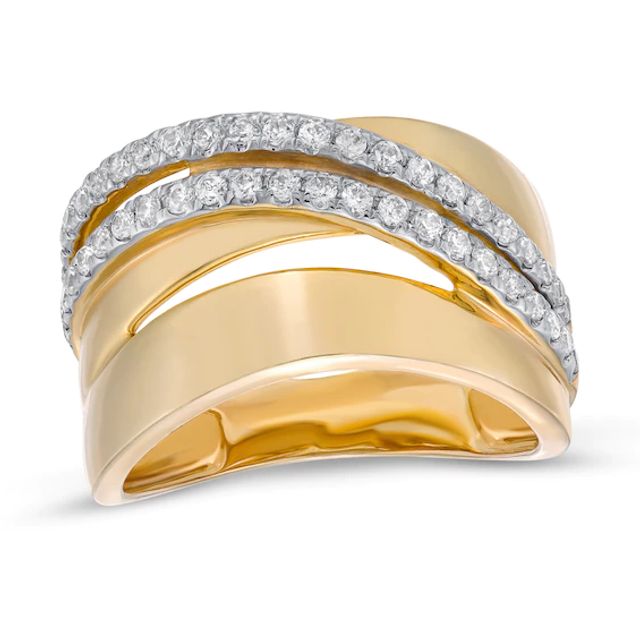 3/8 CT. T.W Diamond Crossover Ring in 10K Gold