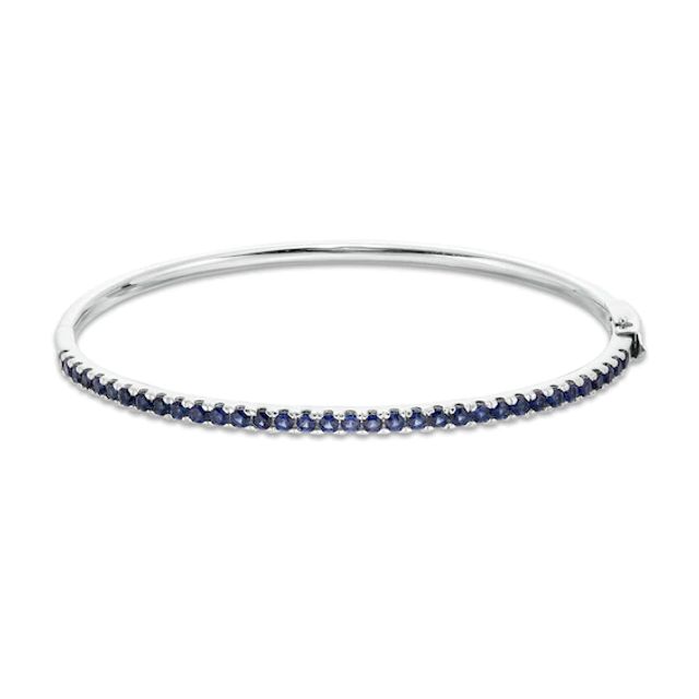 Lab-Created Blue Sapphire Bangle in Sterling Silver