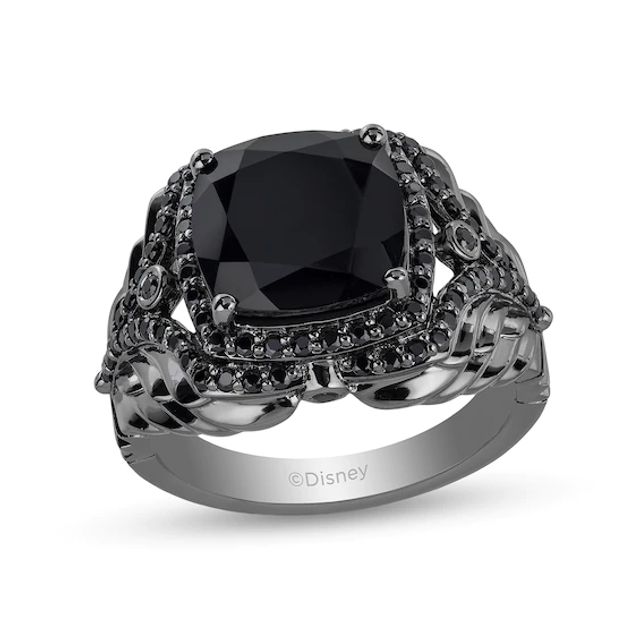 Enchanted Disney Villains Maleficent Onyx and 1/2 CT. T.w. Black Diamond Ring in Black Rhodium Sterling Silver