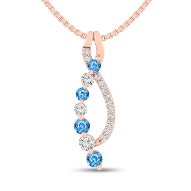 Mother's Birthstone and Lab-Created White Sapphire Open Infinity Pendant (7 Stones)