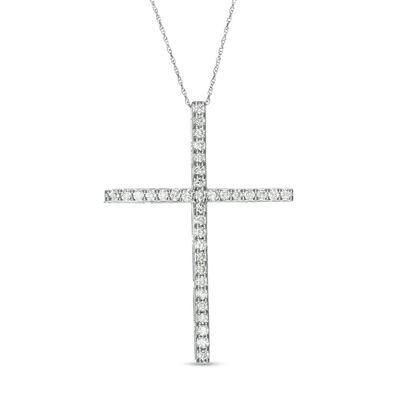 1 CT. T.w. Diamond Cross Pendant in 10K White Gold