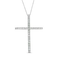 1 CT. T.w. Diamond Cross Pendant in 10K White Gold