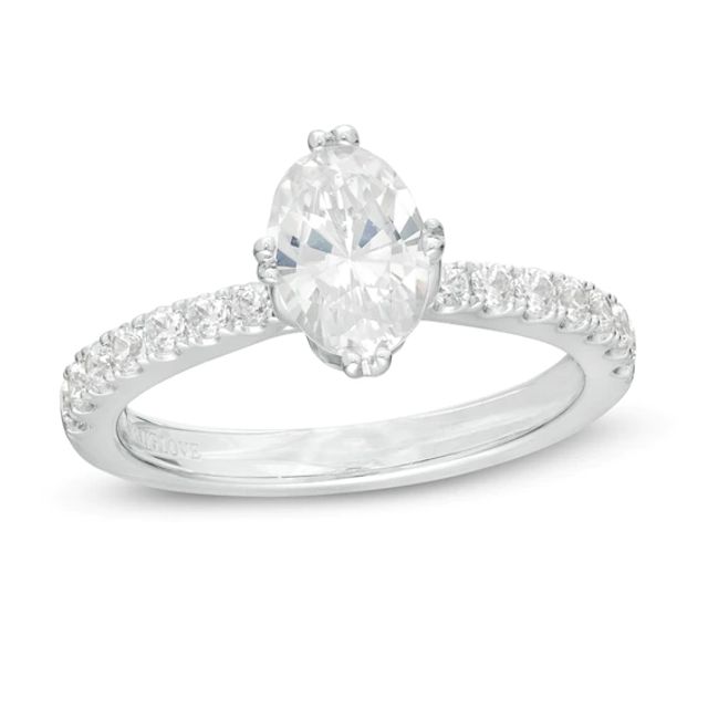 Vera Wang Love Collection 1-1/3 CT. T.w. Certified Oval Diamond Engagement Ring in 14K White Gold (I/Si2)