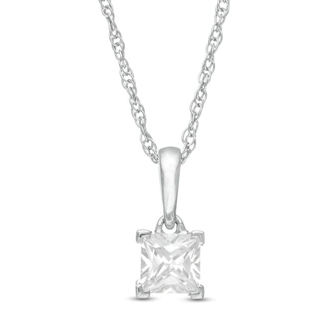1/2 CT. Princess-Cut Diamond Solitaire Pendant in 10K White Gold