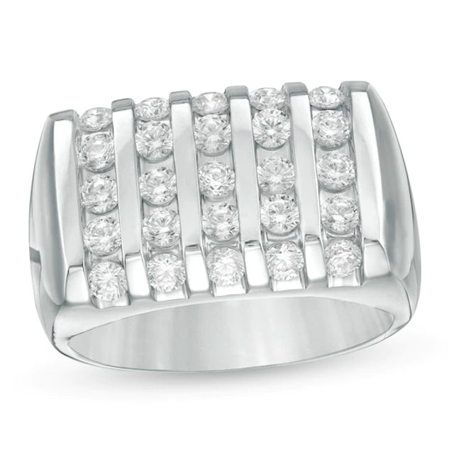 1-1/2 CT. T.w. Diamond Rectangle Top Linear Five Row Ring in 10K White Gold