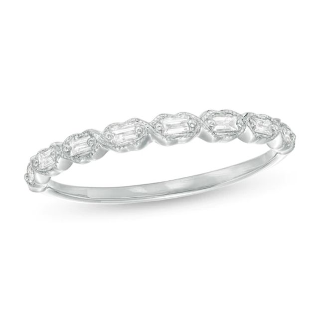 1/8 CT. T.w. Baguette Diamond Art Deco Vintage-Style Stackable Band in 10K White Gold