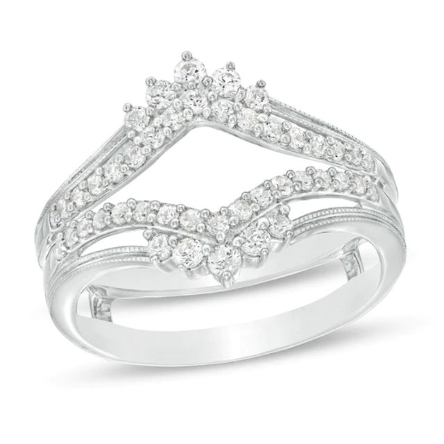 1/2 CT. T.w. Diamond Crown Vintage-Style Solitaire Enhancer in 10K White Gold