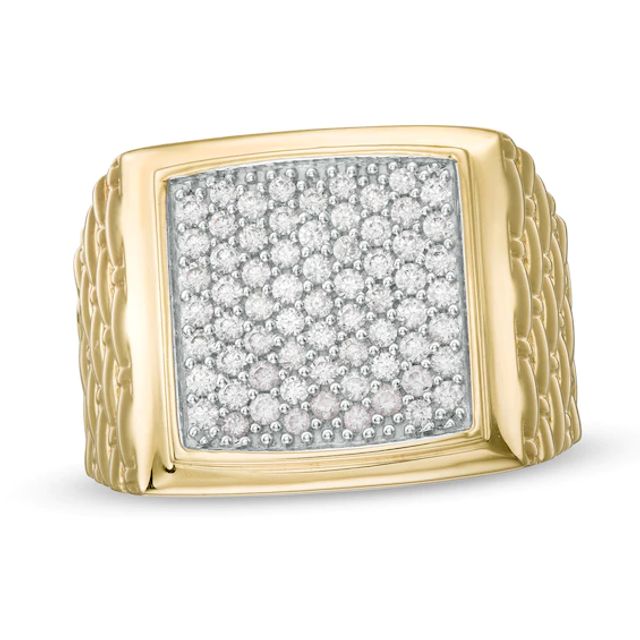 Men's 1 CT. T.w. Composite Diamond Square-Top Woven Shank Ring in 10K Gold