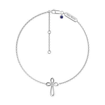 Child's Vera Wang Love Collection White Topaz Cross Bracelet in Sterling Silver - 6.0"