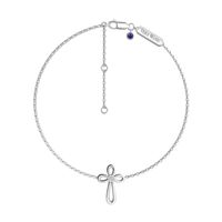 Child's Vera Wang Love Collection White Topaz Cross Bracelet in Sterling Silver - 6.0"