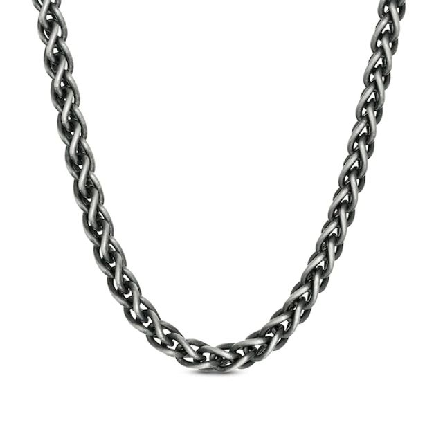 Silver Platinum Stainless Steel Spiga/Wheat Chains Neck Chain Necklace for  Men Boys Boyfriend gents man women girls stylish (Silver)