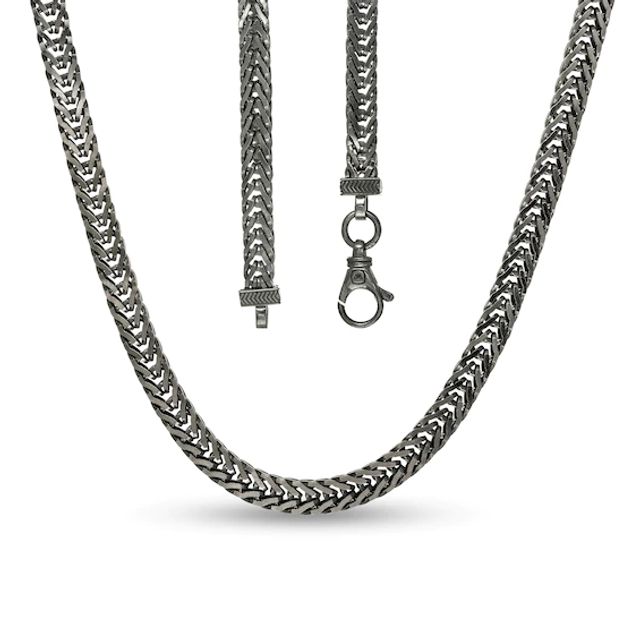 Vera Wang Men 6.0mm Foxtail Chain Necklace in Solid Sterling Silver with Black Rhodium - 22"