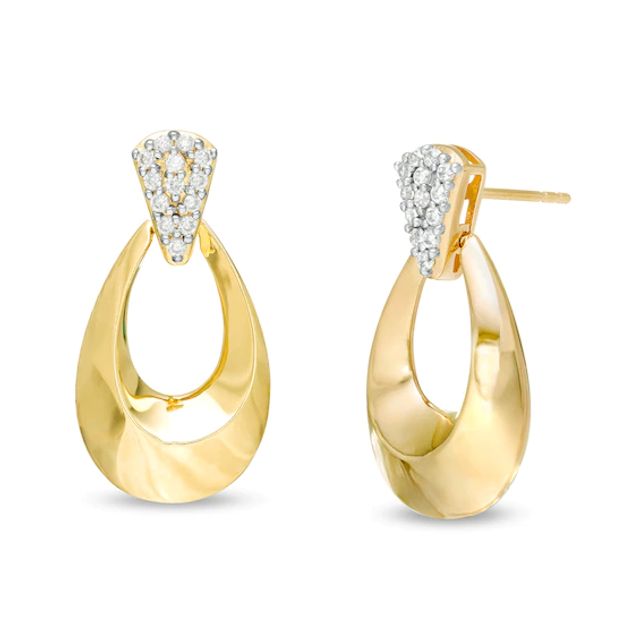 1/4 CT. T.w. Diamond Doorknocker Drop Earrings in 10K Gold