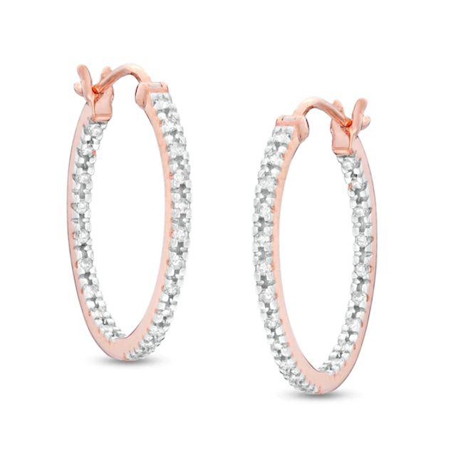 1/4 CT. T.w. Diamond Inside-Out Hoop Earrings in Sterling Silver with 10K Rose Gold Plate