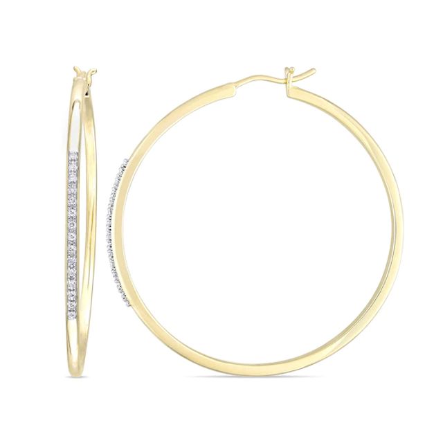 1/6 CT. T.w. Diamond Hoop Earrings in Sterling Silver with Yellow Rhodium Plate