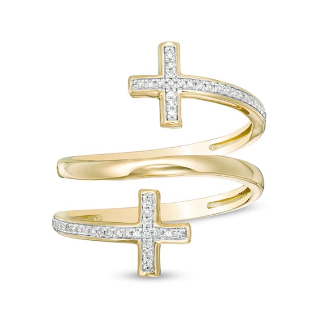 1/10 CT. T.w. Diamond Cross Wrap Ring in 10K Gold