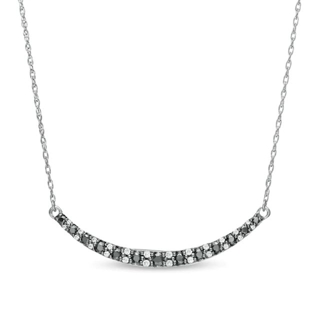 3/8 CT. T.w. Enhanced Black and White Diamond Curved Bar Necklace in Sterling Silver