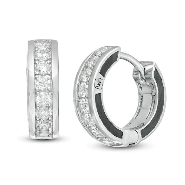 Vera Wang Men 5/8 CT. T.w. Diamond Huggie Hoop Earrings in Sterling Silver and Black Rhodium