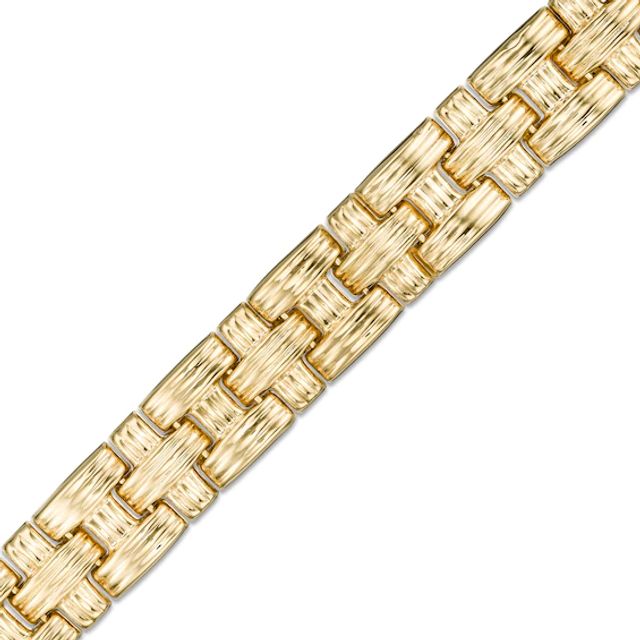 Textured Basket Weave Link Bracelet in 14K Gold - 7.25"
