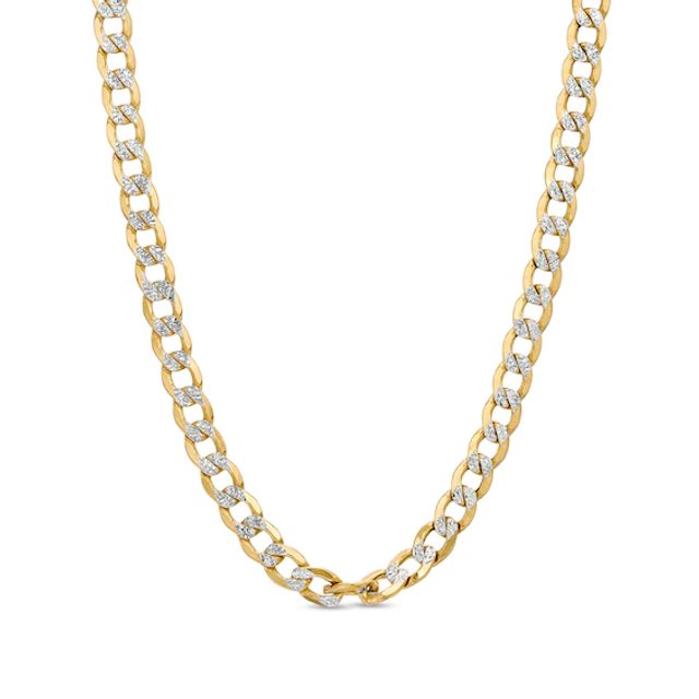 Italian Gold Men's 7.2mm Curb Chain Necklace in Hollow 10K Two-Tone Gold - 24"