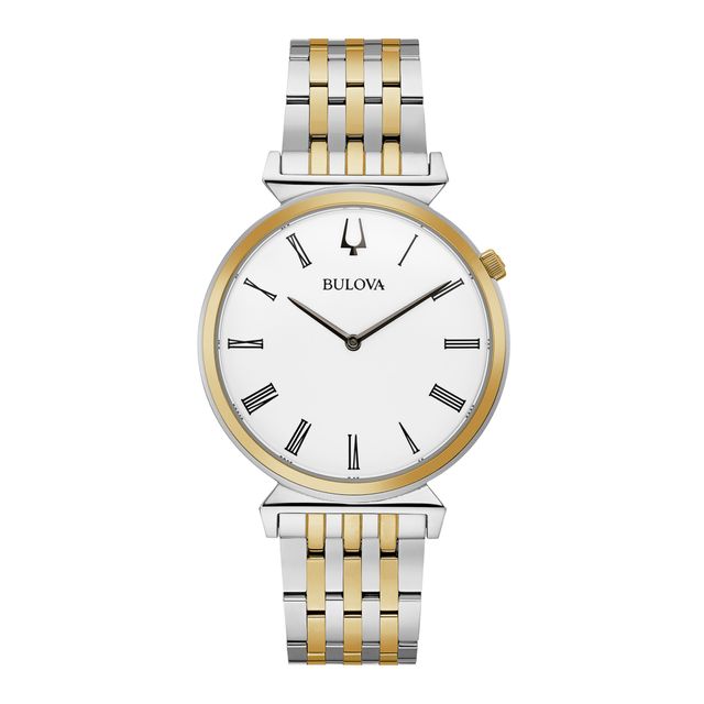 Men's Bulova Regatta Two-Tone Watch with White Dial (Model: 98A233)