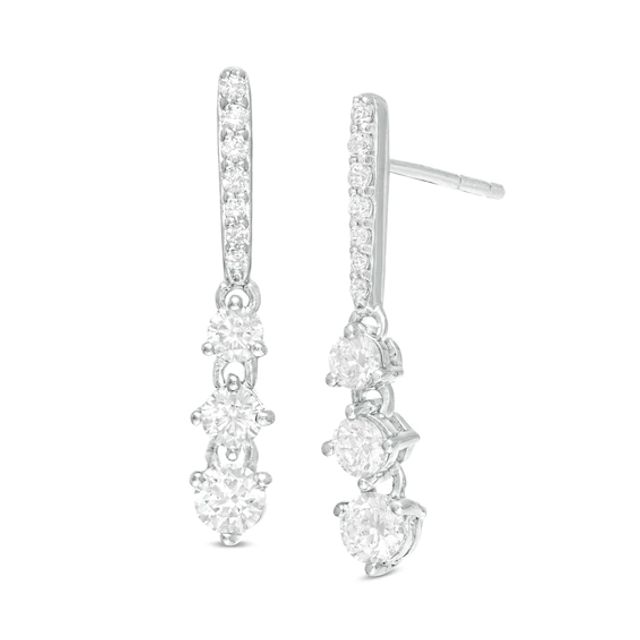 1/2 CT. T.w. Diamond Past Present FutureÂ® Linear Graduated Drop Earrings in 10K White Gold