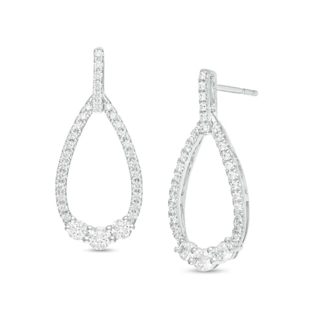 1/2 CT. T.w. Diamond Past Present FutureÂ® Teardrop Earrings in 10K White Gold