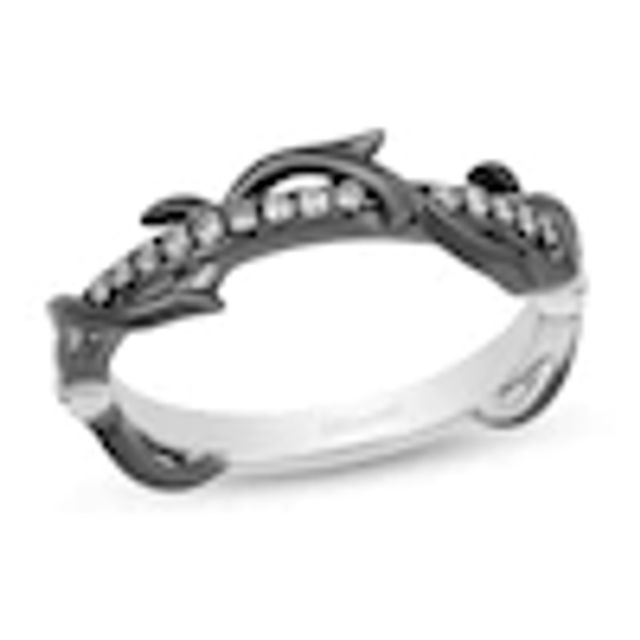Enchanted Disney Villains Maleficent 1/10 CT. T.w. Diamond Thorn Band in 14K White Gold with Black Rhodium