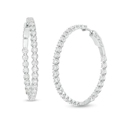 Marilyn Monroeâ¢ Collection 2 CT. T.w. Journey Diamond Inside-Out Hoop Earrings in 10K White Gold