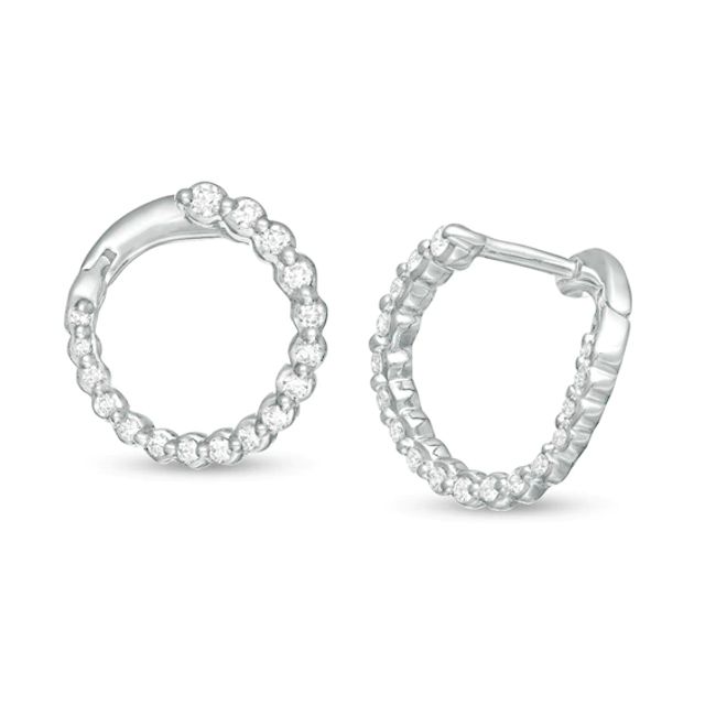 Marilyn Monroeâ¢ Collection 1/4 CT. T.w. Journey Diamond Hoop Earrings in 10K White Gold