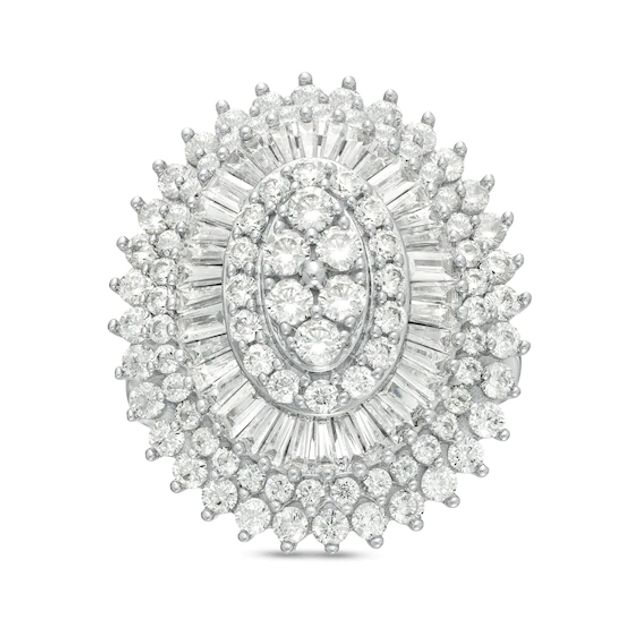3 CT. T.w. Composite Diamond Oval Frame Starburst Ring in 10K White Gold