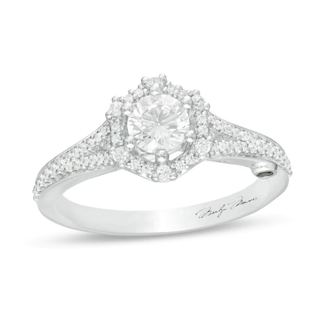 Marilyn Monroeâ¢ Collection 3/4 CT. T.w. Diamond Hexagonal Frame Art Deco Engagement Ring in 14K White Gold