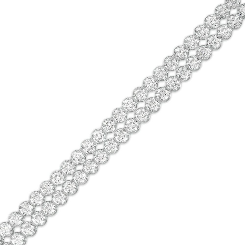 Lab-Created White Sapphire Double Row Bracelet in Sterling Silver - 7.5"