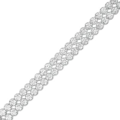 Lab-Created White Sapphire Double Row Bracelet in Sterling Silver - 7.5"