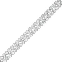Lab-Created White Sapphire Double Row Bracelet in Sterling Silver - 7.5"