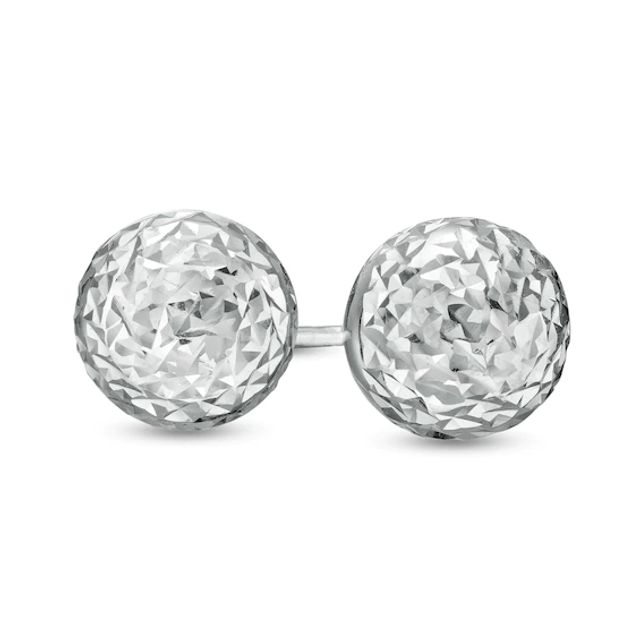 7.0mm Diamond-Cut Ball Stud Earrings in 14K White Gold
