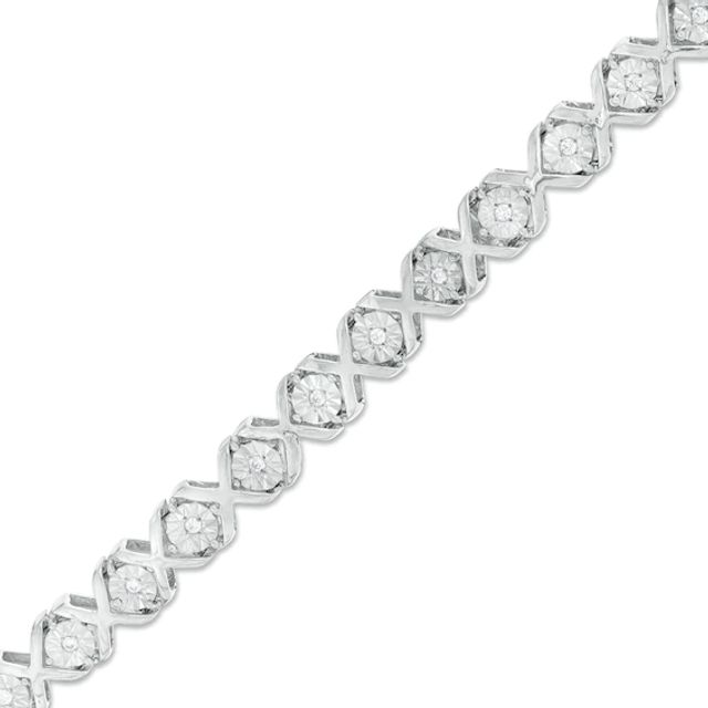 1/4 CT. T.w. Diamond "Xo" Bracelet in Sterling Silver - 7.25"