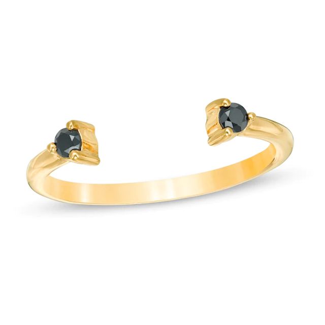 1/10 CT. T.w. Black Diamond Open Ring in 10K Gold