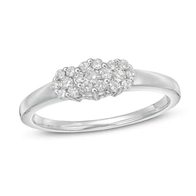 1/4 CT. T.w. Composite Diamond Flower Ring in 10K White Gold
