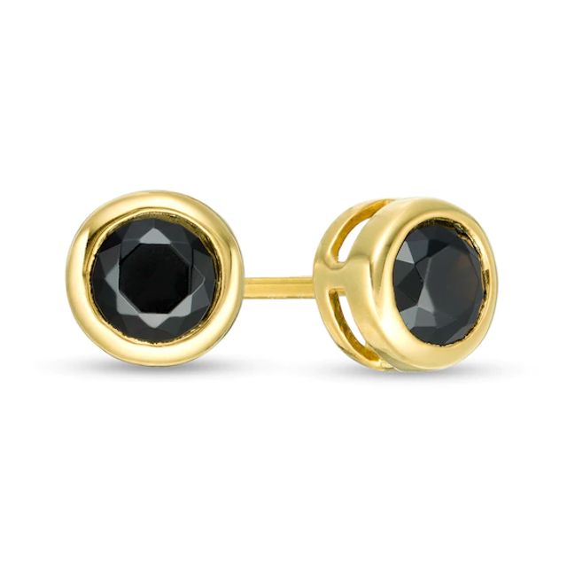 1 CT. T.w. Black Diamond Bezel-Set Solitaire Stud Earrings in 10K Gold