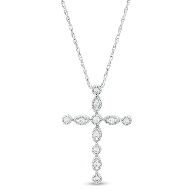 1/8 CT. T.w. Diamond Vintage-Style Cross Pendant in Sterling Silver