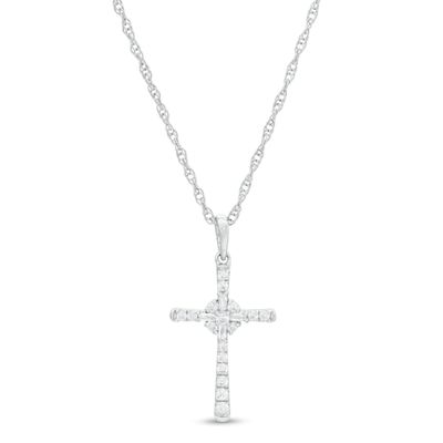 1/6 CT. T.w. Diamond Cross Pendant in Sterling Silver