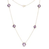 Tilted Cushion-Cut Amethyst Station Necklace in 10K Gold