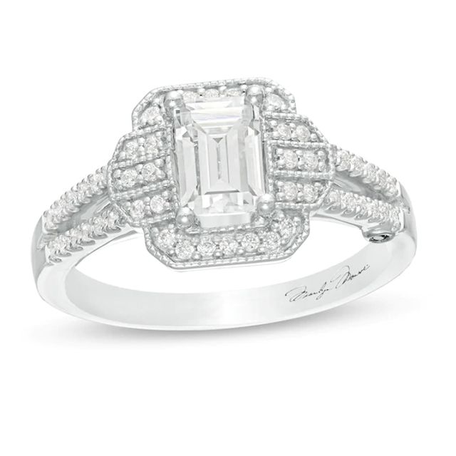 Marilyn Monroeâ¢ Collection 3/4 CT. T.w. Emerald-Cut Diamond Art Deco Vintage-Style Engagement Ring in 14K White Gold