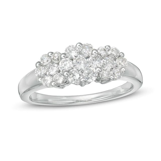 1 CT. T.w. Composite Diamond Flower Ring in 10K White Gold