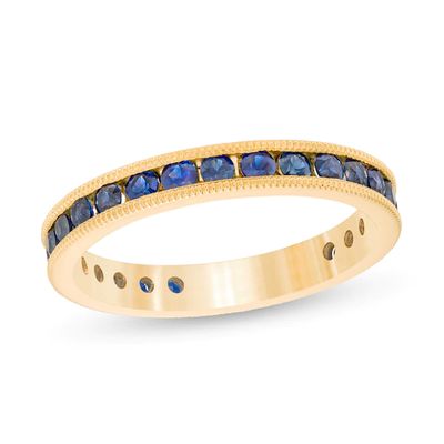 Certified Blue Sapphire Eternity Band in 14K Gold