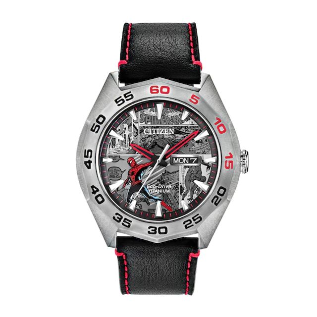 Men's Citizen Eco-DriveÂ® Spider-Man Limited Edition Super Titaniumâ¢ Strap Watch with Grey Dial (Model: Aw0061-01W)